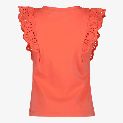 Meisjes top met broderie details koraalroze