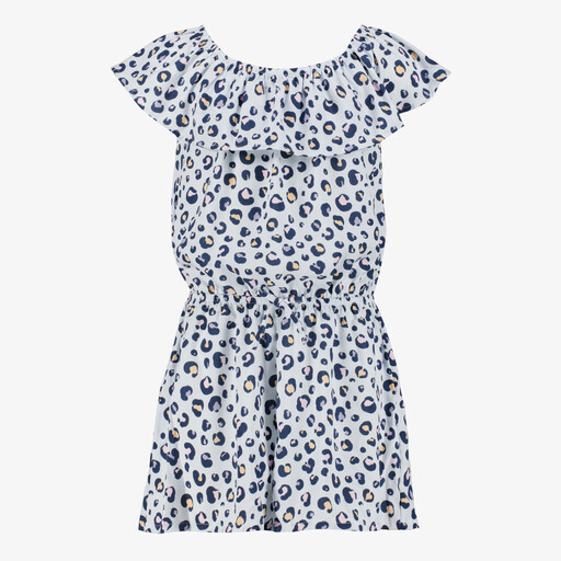 Name It meisjes playsuit met panterprint grijs blauw