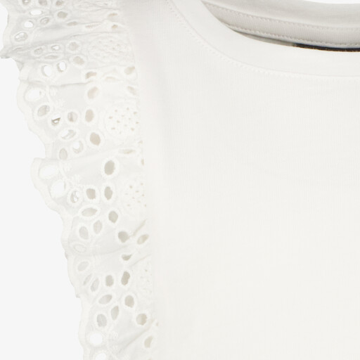 Meisjes top met broderie details wit