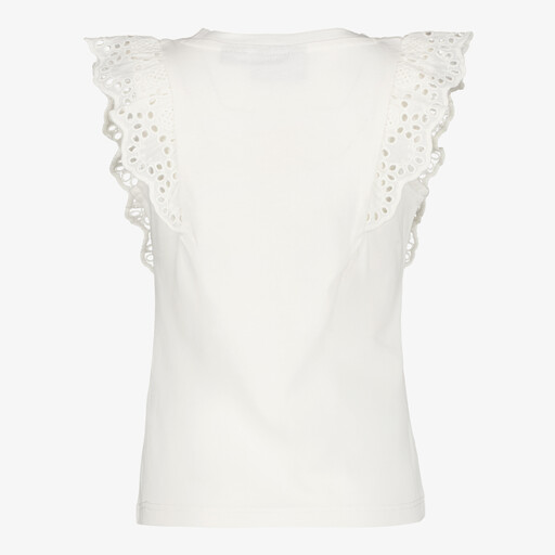 Meisjes top met broderie details wit