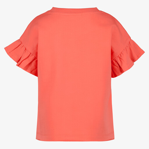 Meisjes T-shirt met ruffles koraalroze