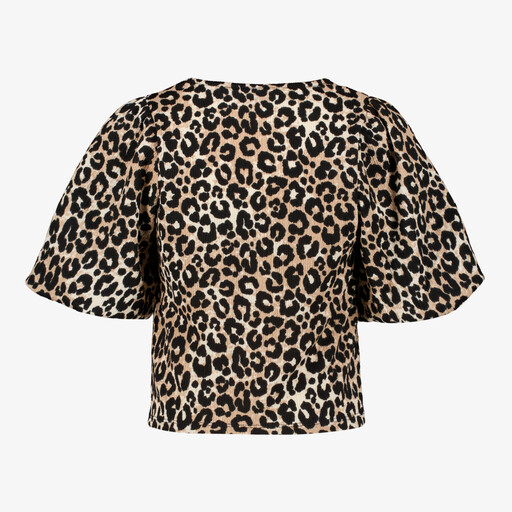 Meisjes top met panterprint en strikjes