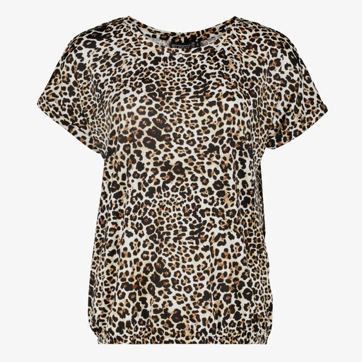 Dames T-shirt met panterprint bruin