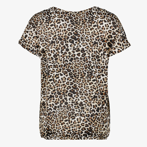 Dames T-shirt met panterprint bruin
