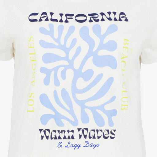Dames T-shirt met een blauwe opdruk wit