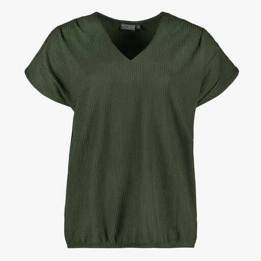Dames T-shirt met V-hals donkergroen