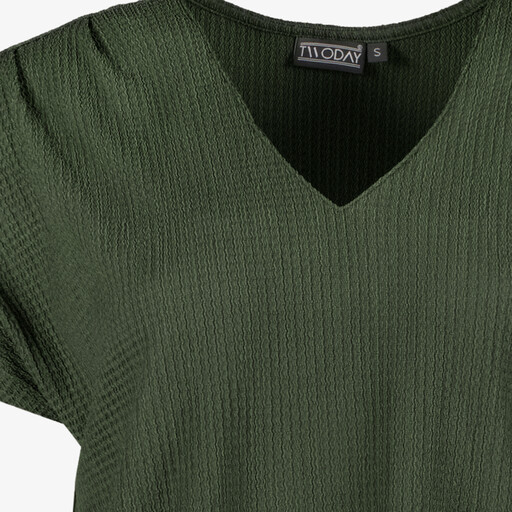 Dames T-shirt met V-hals donkergroen