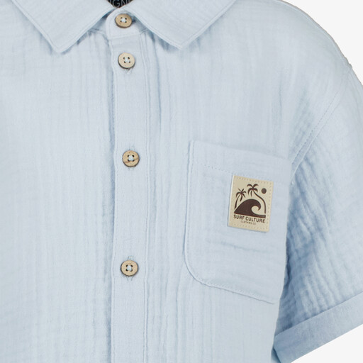 Jongens mousseline blouse blauw