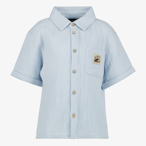 Jongens mousseline blouse blauw