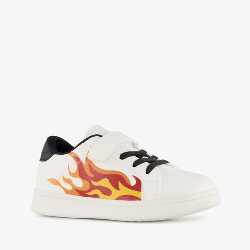 Jongens sneakers met vlam wit