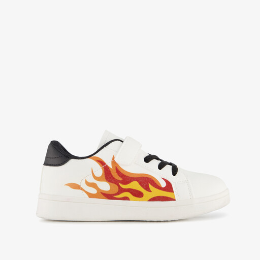 Jongens sneakers met vlam wit