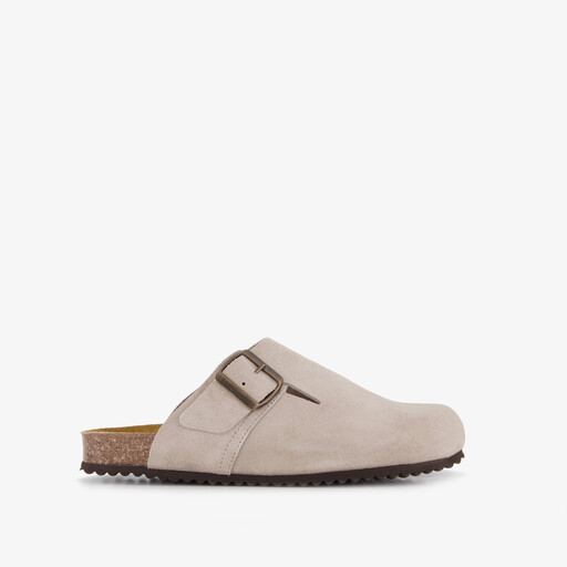 Leren dames clogs beige