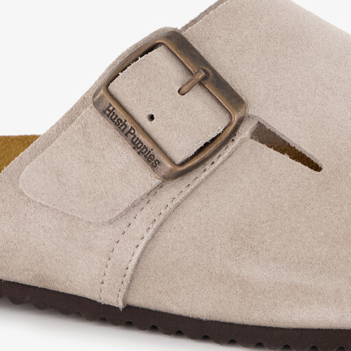 Leren dames clogs beige