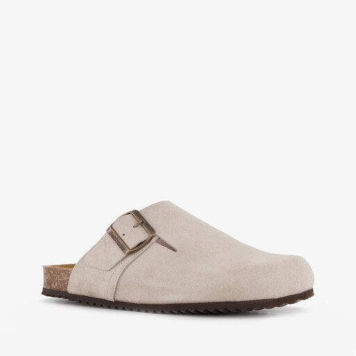 Leren dames clogs beige