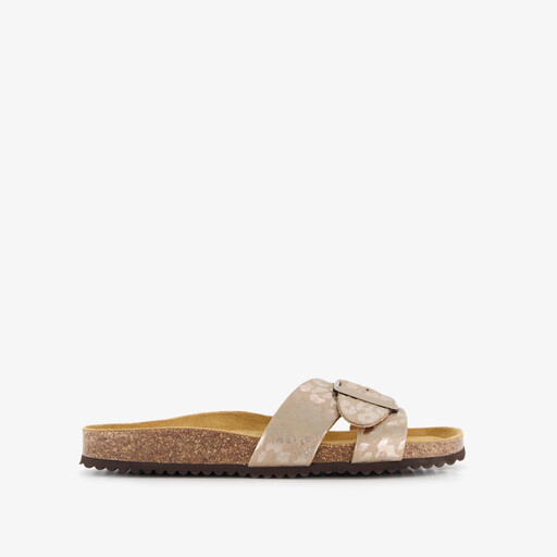 Dames bio slippers met panterprint beige