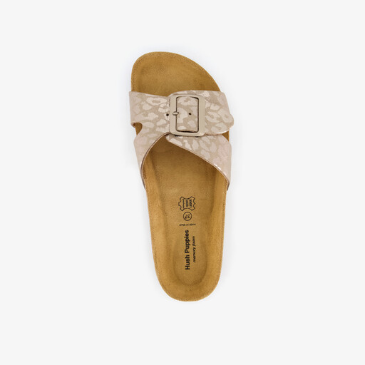 Dames bio slippers met panterprint beige