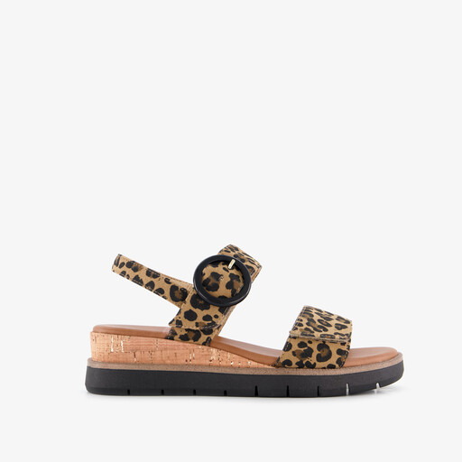 Dames sandalen panterprint bruin zwart