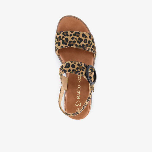 Dames sandalen panterprint bruin zwart