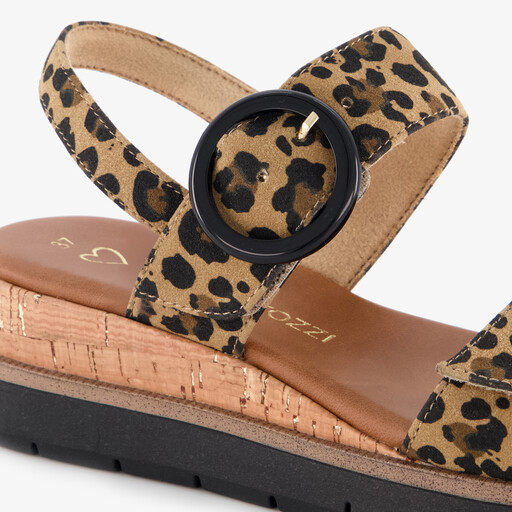 Dames sandalen panterprint bruin zwart