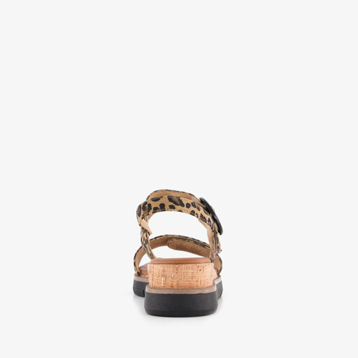 Dames sandalen panterprint bruin zwart