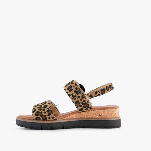 Dames sandalen panterprint bruin zwart