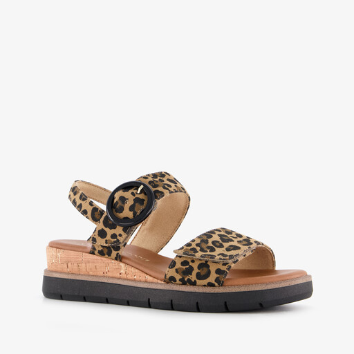 Dames sandalen panterprint bruin zwart