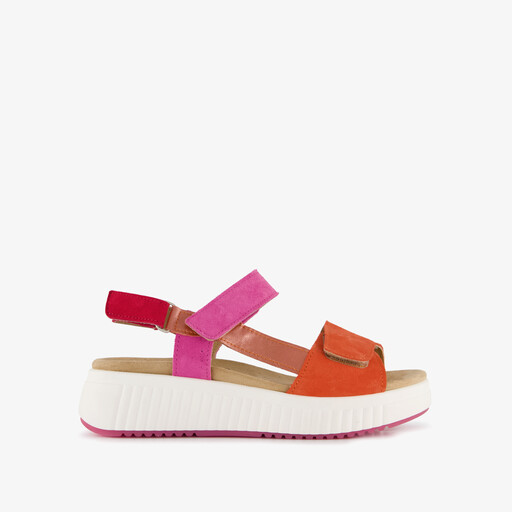 Suède dames sandalen oranje roze rood