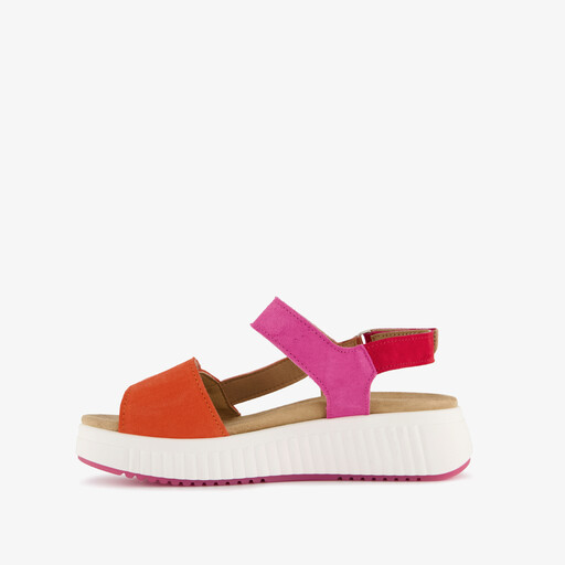 Suède dames sandalen oranje roze rood