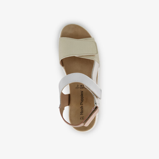 Leren dames sandalen met plateauzool goud
