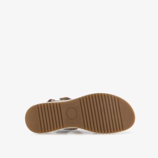 Leren dames sandalen met plateauzool goud