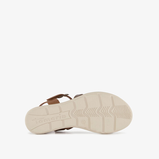 Dames sandalen met sleehak cognac