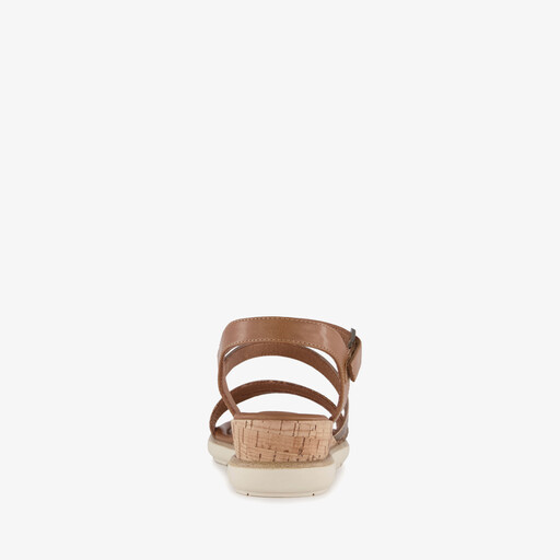 Dames sandalen met sleehak cognac