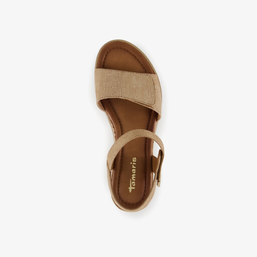 Dames sandalen met sleehak goud