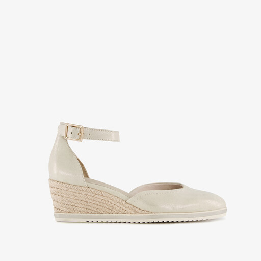 Dames espadrilles met sleehak champagne