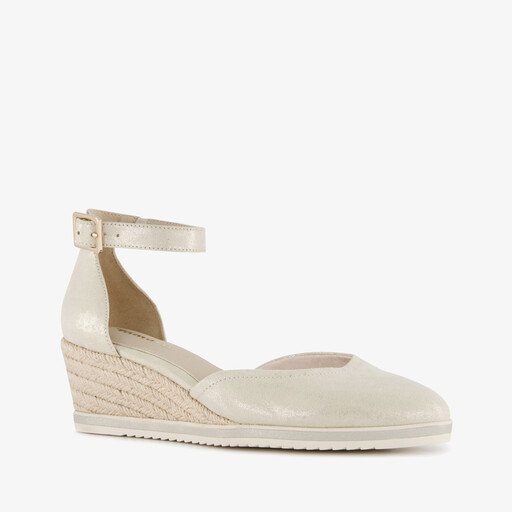 Dames espadrilles met sleehak champagne