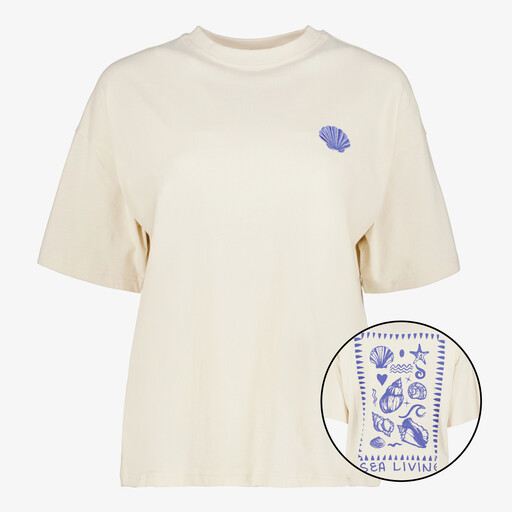 Dames T-shirt met backprint lichtbeige