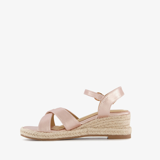 Meisjes sleehak sandalen metallic roze
