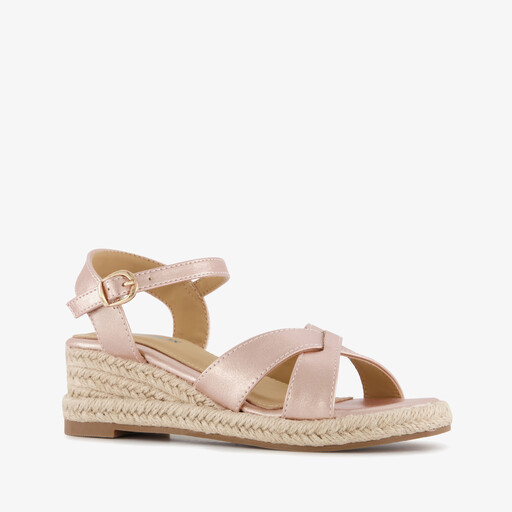 Meisjes sleehak sandalen metallic roze