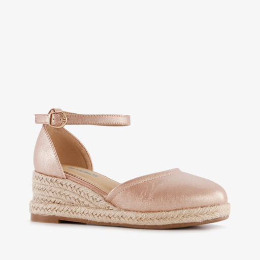 Meisjes sleehak sandalen metallic roze