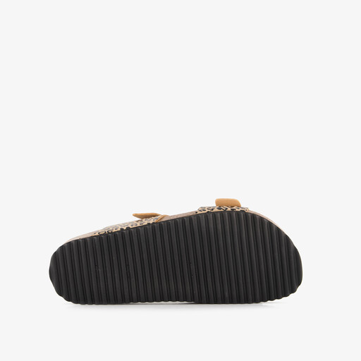 Dames bio slippers met panterprint bruin