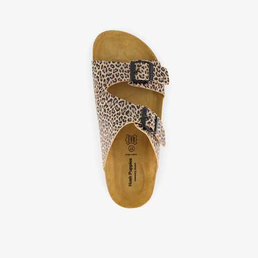 Dames bio slippers met panterprint bruin