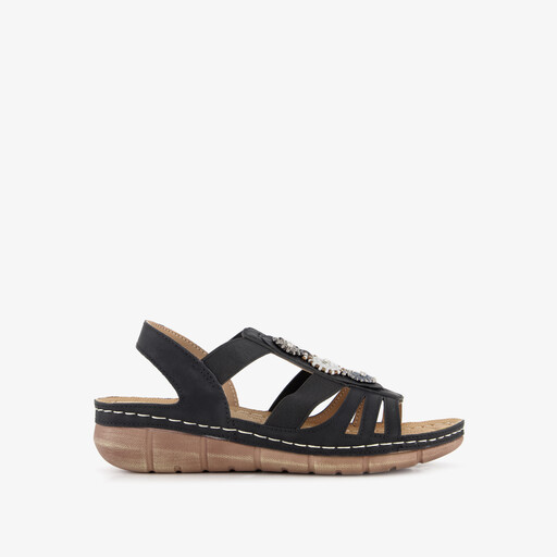 Dames sandalen met sleehak zwart