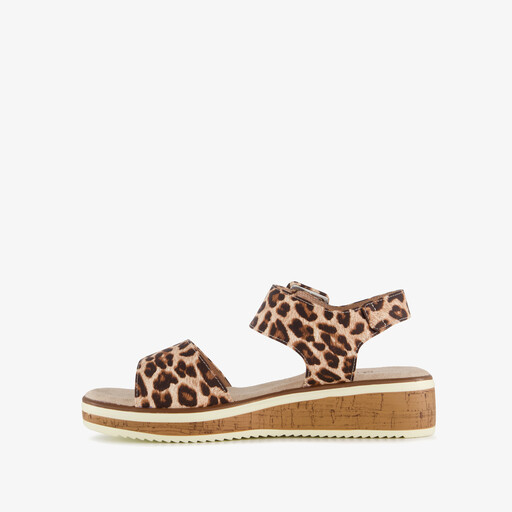 Dames sandalen met panterprint beige bruin