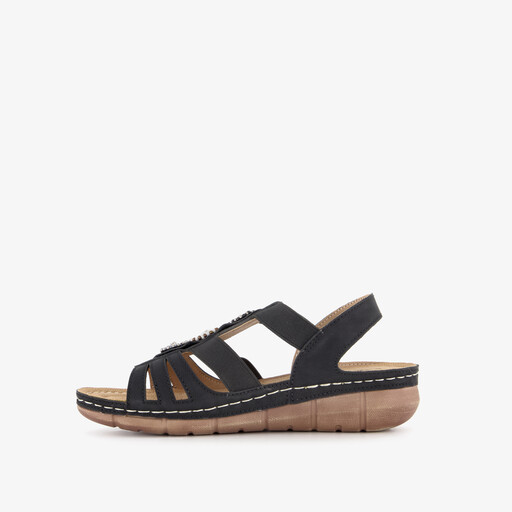 Dames sandalen met sleehak zwart