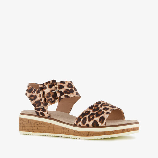 Dames sandalen met panterprint beige bruin