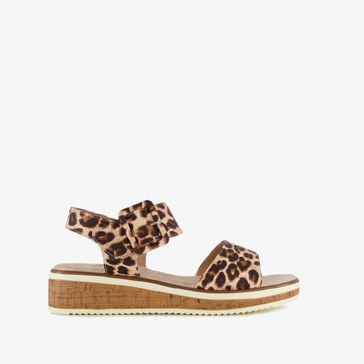 Dames sandalen met panterprint beige bruin