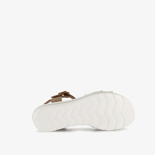 Dames sandalen met sleehak cognac bruin