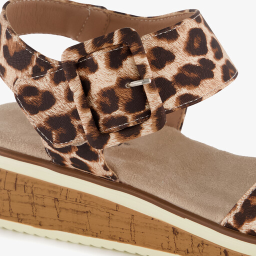 Dames sandalen met panterprint beige bruin