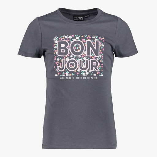 Meisjes T-shirt met opdruk grijs