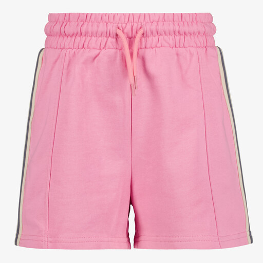 Meisjes sweatshort met biezen roze groen